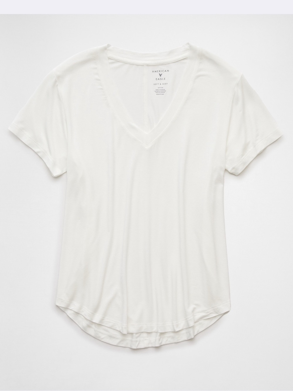 American Eagle Outfitters Women's White Soft & Sexy V-Neck Short Sleeve Tee